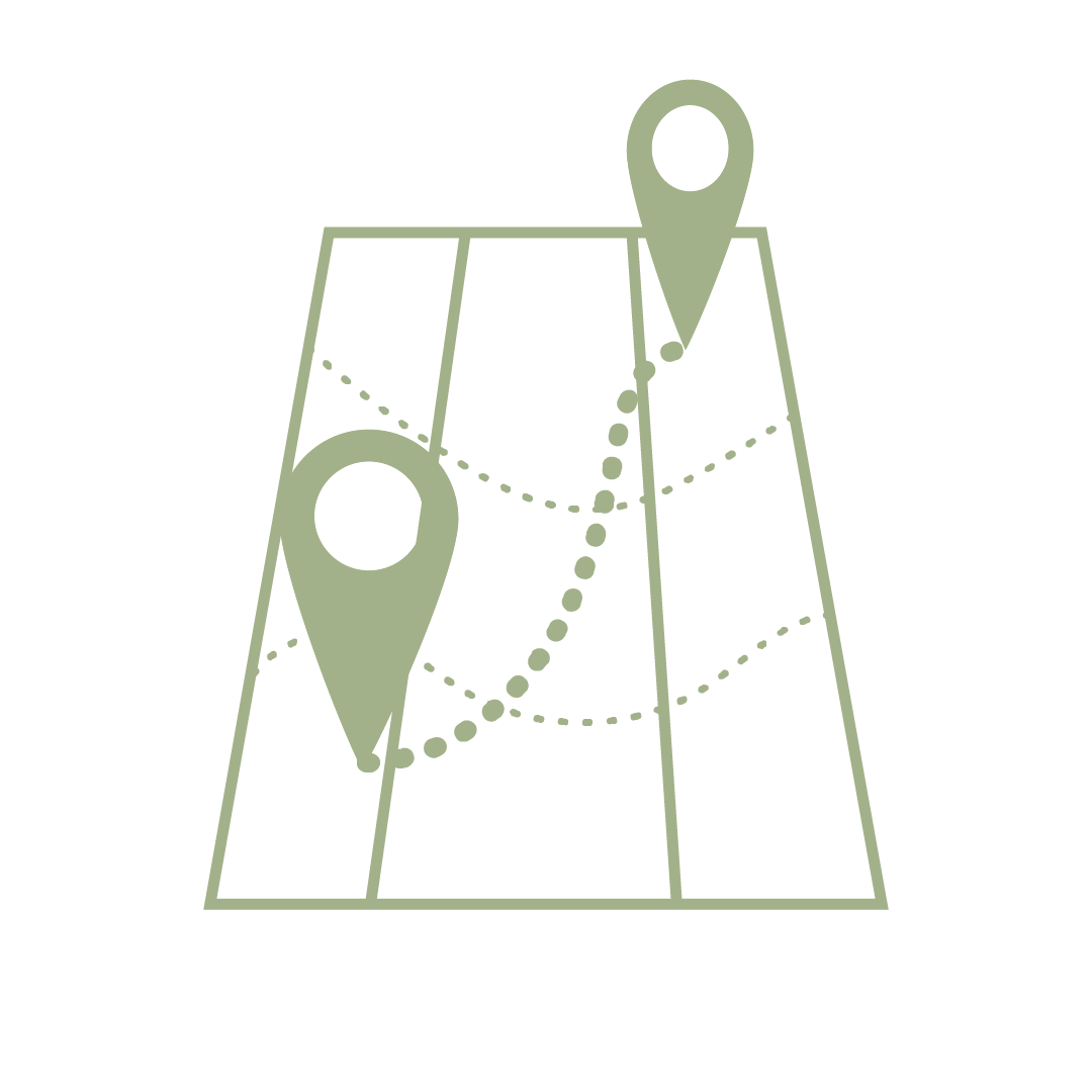 Icône de carte avec repères de localisation pour zones de livraison