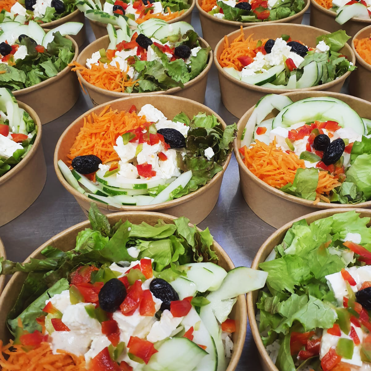 salade en rangées